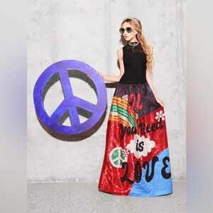Alice + Olivia x The Beatles New Tina Ballgown Skirt Multicolor Size 6